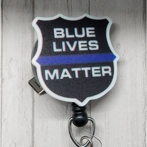 Blue Lives Matter alligator clip badge Reel